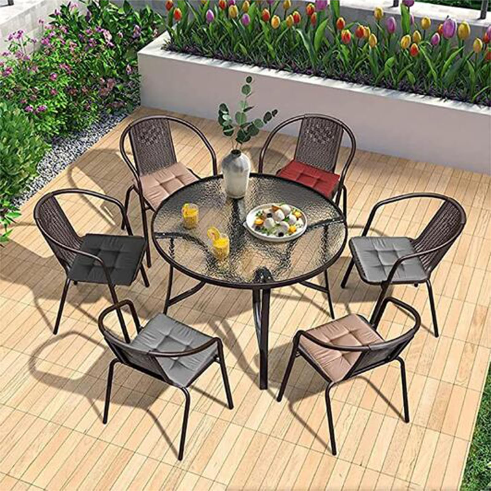 Set di 4 cuscini spessi per sedie, quadrati, con laccetti, per sala da pranzo, cucina, giardino e casa, ufficio, 40 cm, per t & Sle