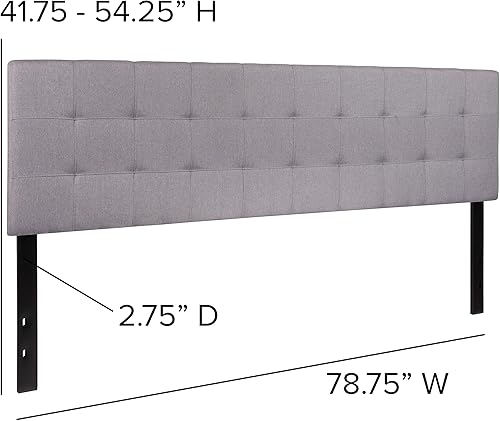 Miniatura 2 de Flash Furniture Bedford - Cabecero tapizado con capitoné, tamaño King, en tela gris claro