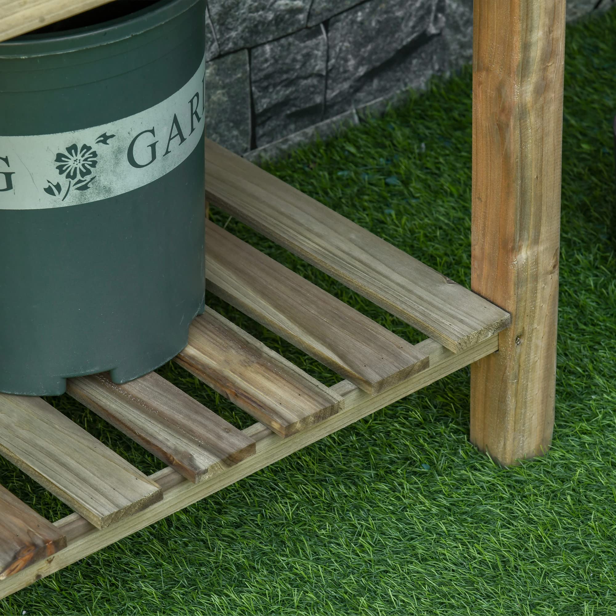 Outsunny Jardinière surélevée avec Étagère de Rangement en Bois, Carré Potager sur Pied surélevé, Trous de Drainage, pour Plantes, Fleurs, Légumes, 91 x 51 x 76 cm, Vert