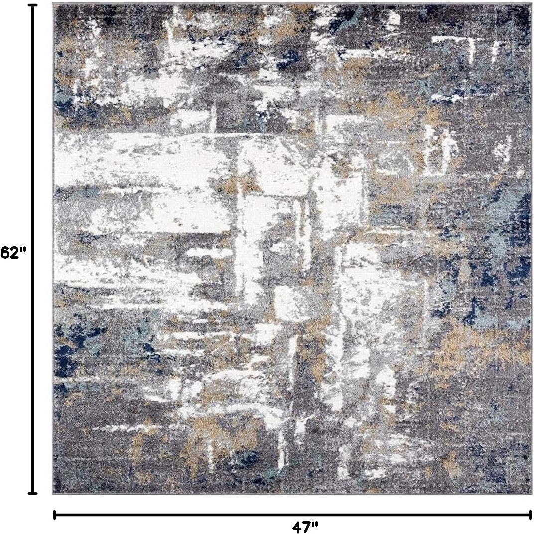 LUXE WEAVERS Hampstead Abstract Area Rug - Medium Pile, Modern Area Rug, Gray / 4 x 5