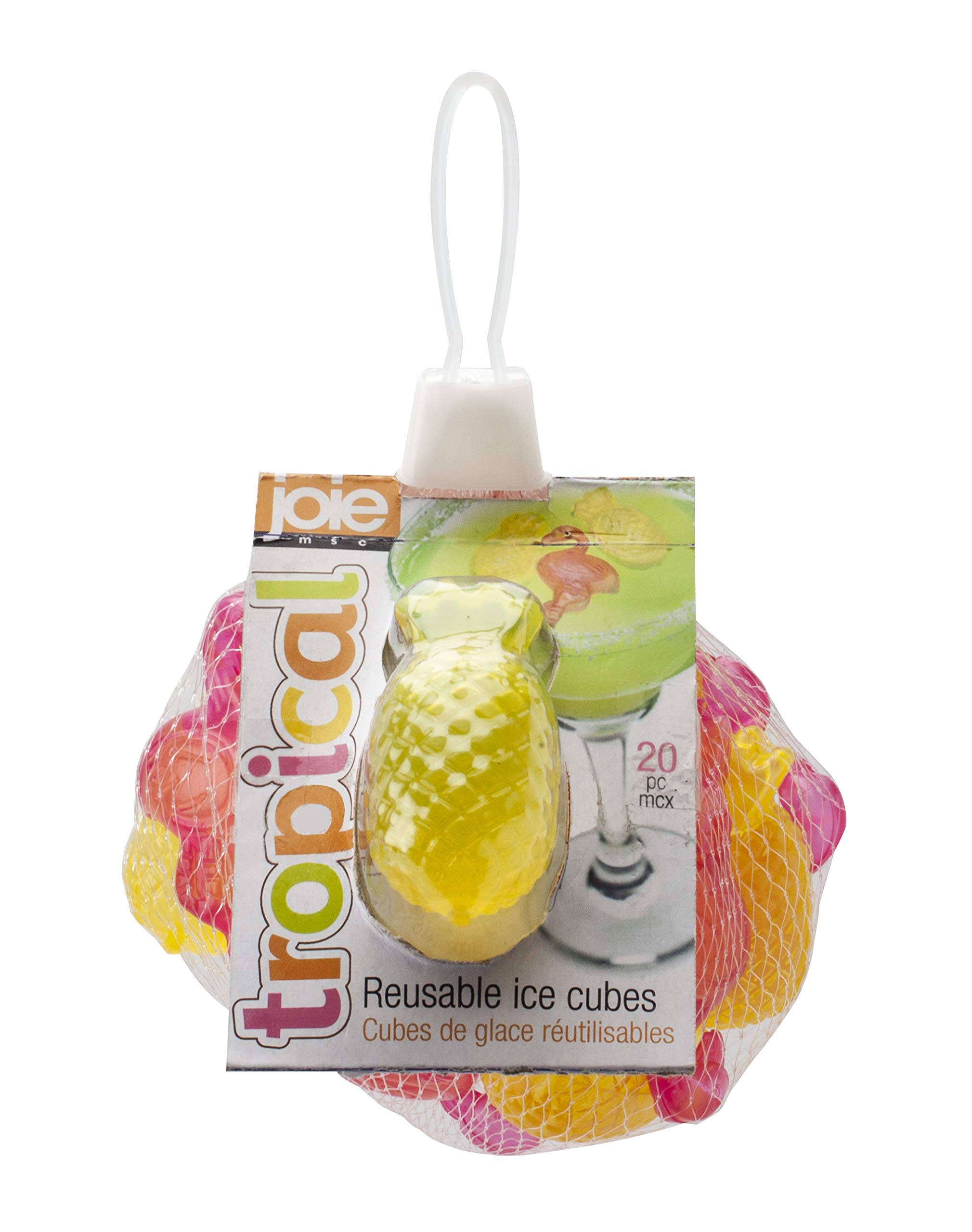 Joie Yellow Kitchen Gadgets 19924 Reusable Tropical Ice Cubes-Flamingo And Pineapples, Plastic,