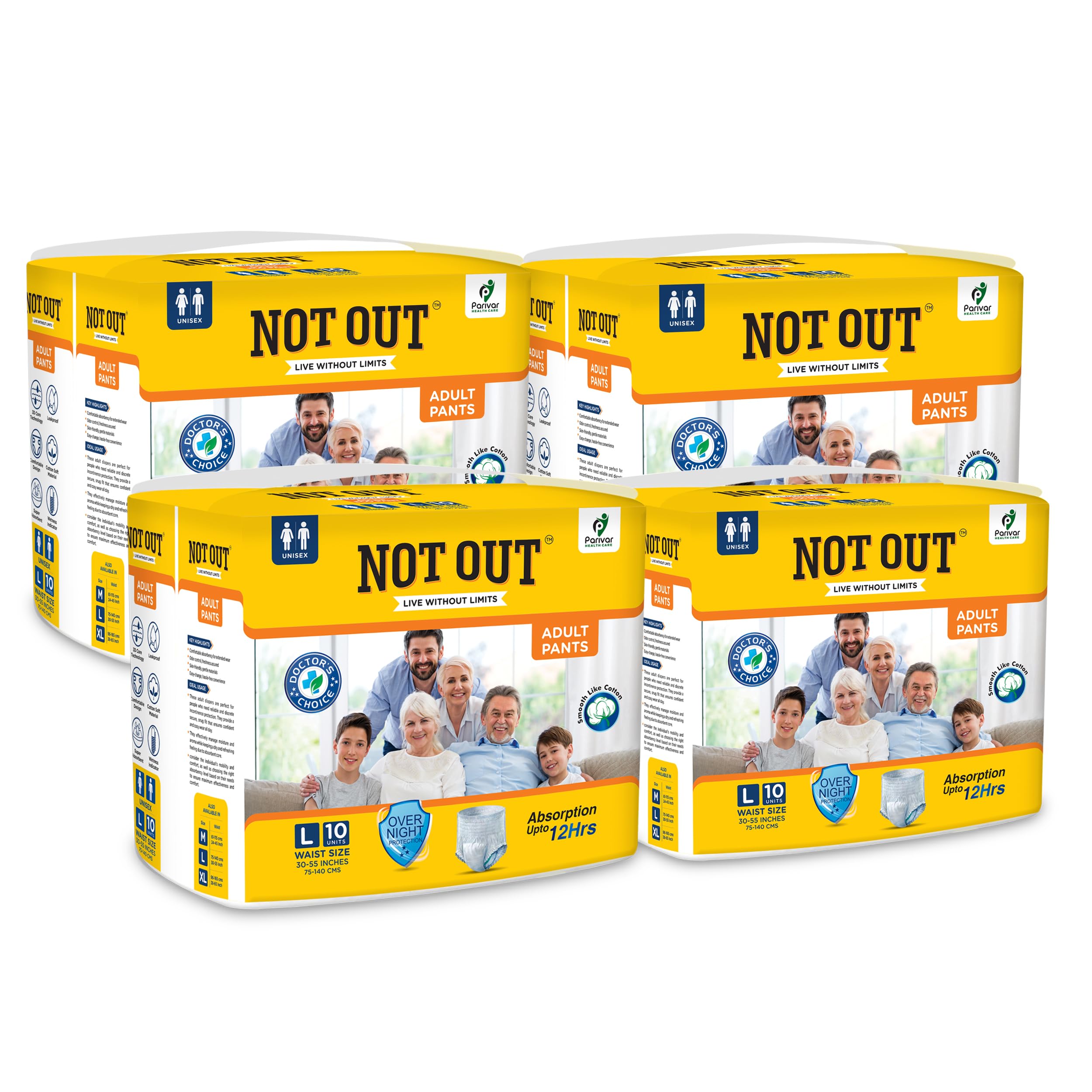 Not Out Adult Diaper Pants, LARGE Size, Waist (61-115cm), 12 Hrs Absorption, Unisex with Extra Soft, Odour Control,10 Count (Pack of 4) (B0CV5RLYTP) Amazon Price History, Amazon Price Tracker