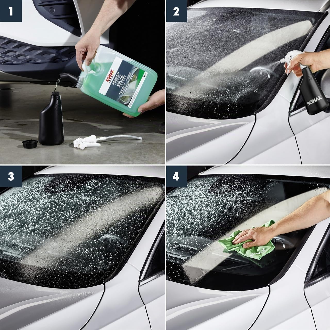SONAX Detergente per vetri con profumo di limone (5 Litri) rimuove silicone, olio e insetti da parabrezza e fari | Art. N. 03385050