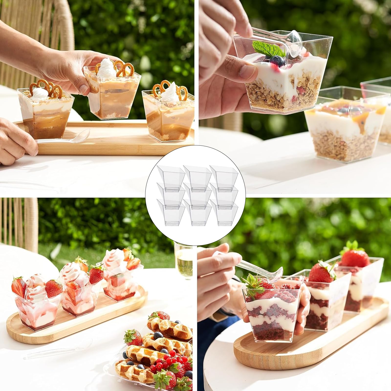 Kostenlose Probe Einweg-Dessert becher aus klarem Kunststoff PS-Material für Eis