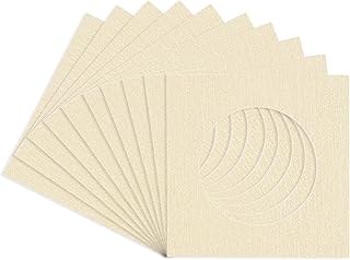 CountryArtHouse Fresh Linen Canvas Acid Free 10x10 Circle Picture Frame Mat with White Core Bevel Cut for 6x6 Pictures - Fits 10x10 Frame - Pack of 1 Matboard