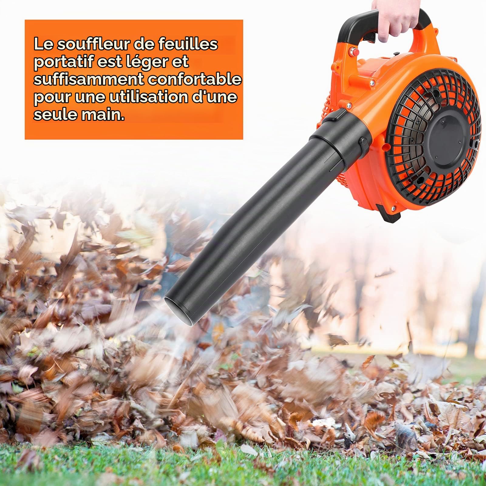Souffleur Thermique 26cc 2 Temps – Souffleur de Feuilles Essence 250 km/h, Aspirateur Souffleur Jardin 9,8 m³/Min, Mini Moteur Thermique pour Feuilles et Débris