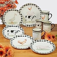 Vista 6 de Certified International Farm 9" Salad/Dessert Plates, Multicolored, 9" x 9", Set of 4