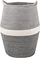 Vista 10 de YOUDENOVA - Cesta grande para ropa sucia de cuerda de algodón tejida,canasto de lavandería para el cuarto de lavar o el dormitorio, 25.6 pulgadas