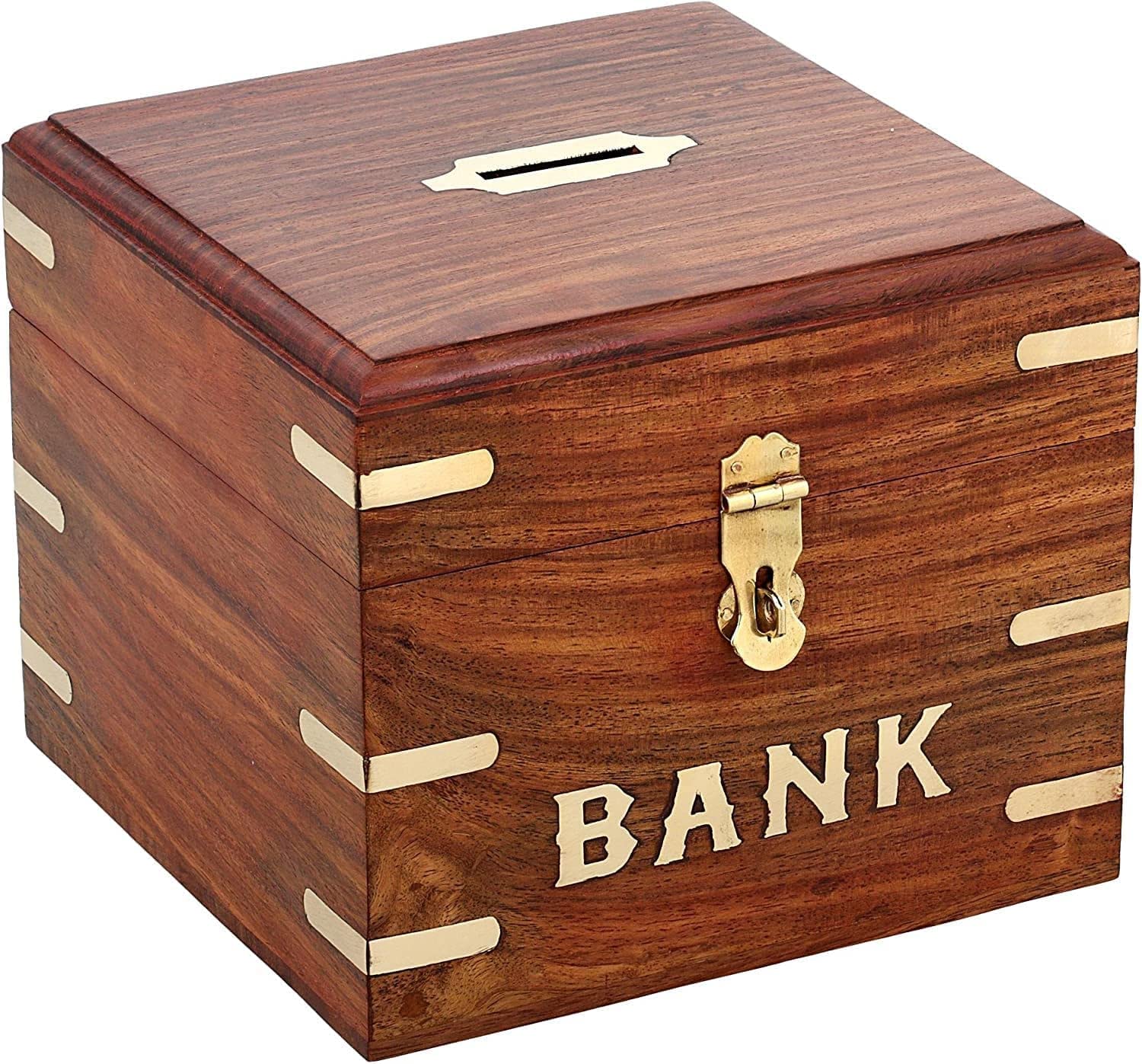 Handmade Indian Wooden Piggy Bank Decoration Unique Keepsake Small Square Piggy Money Saving Bank Gifts for Kids and Adults (Design 1) (B0BHNXFQKY) Amazon Price History, Amazon Price Tracker