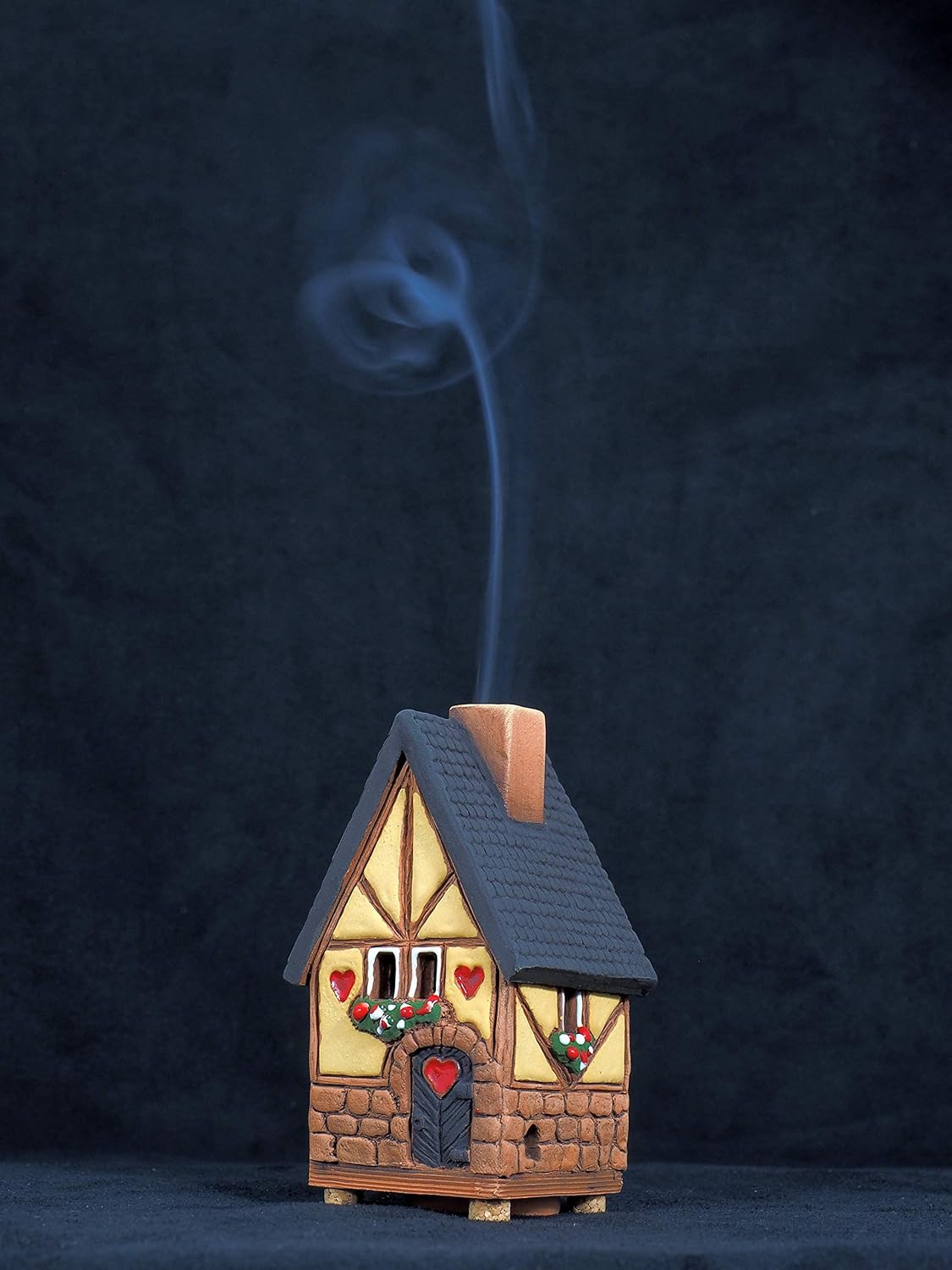 Handmade Ceramic Art Cone Incense Holder Room Decoration Handcrafted Collectible Miniature Love House, Fantasy R501