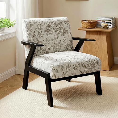 Miniatura 10 de Sillas Accent, juego de 2 sillas modernas de mediados de siglo con cojín, silla con madera maciza, silla de lectura y relajación para la sala