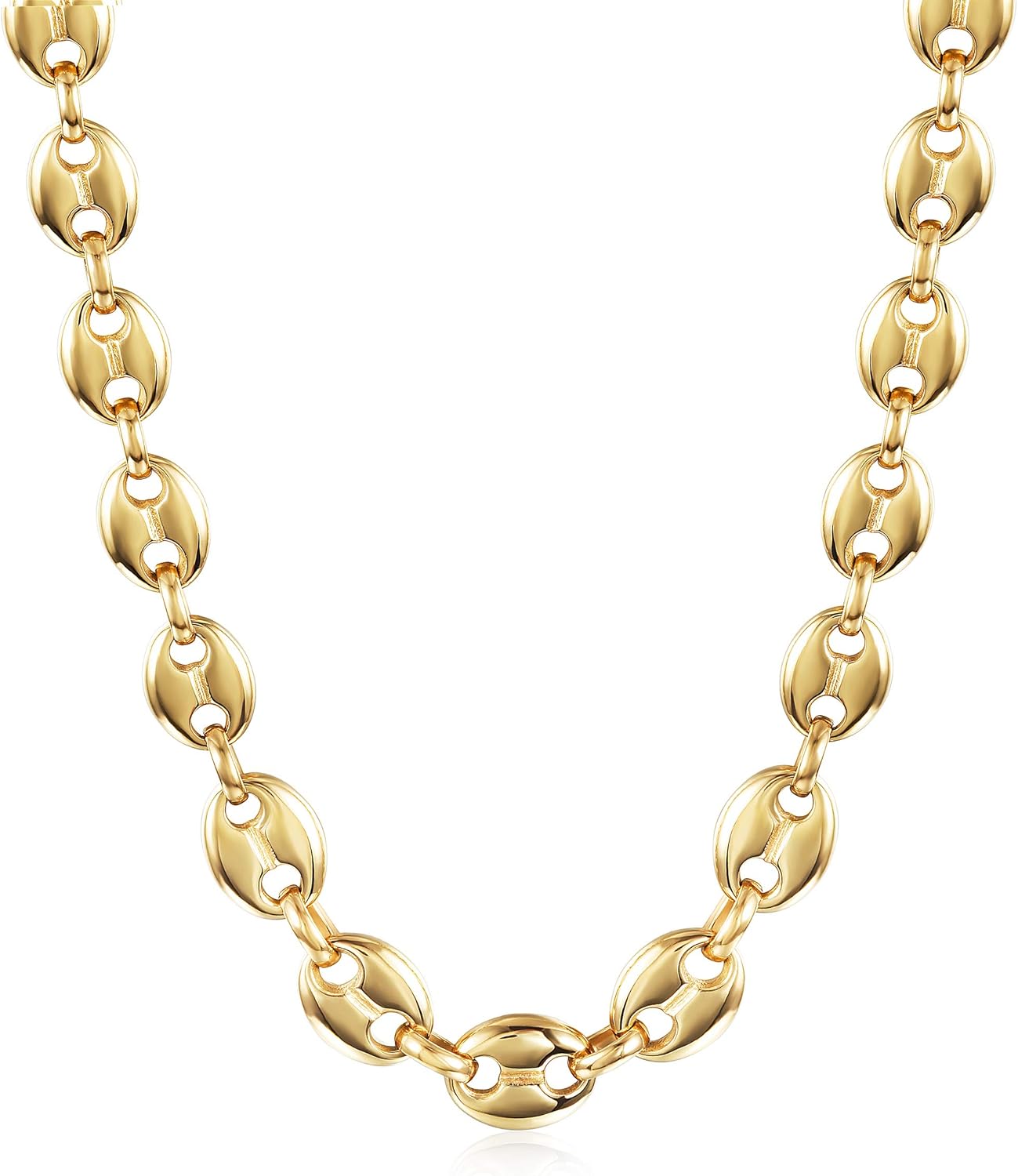 Coffee Bean Necklace Stacke Link for Women Adjustable Clasp Gold Plated Stain...