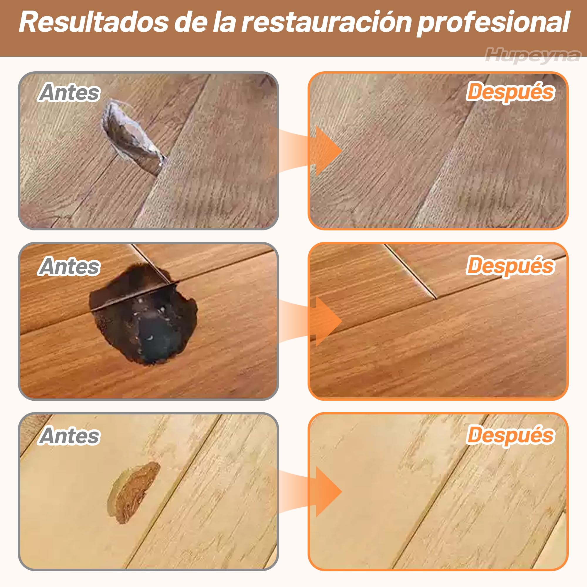 Kit de Reparación de Madera, Kit Reparación Laminado - Serie Madera Natural | Masillas de Madera y Cera de Abejas, Reparación de Manchas, Grietas, Agujeros, Decoloración Reparador Arañazos Parquet