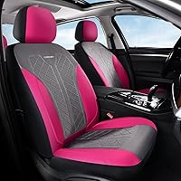 Vista 22 de Coverado Fundas de asiento delantero, fundas de asiento beige, 2 asientos, protectores de cuero para automóvil, paquete de 2, fundas de asiento