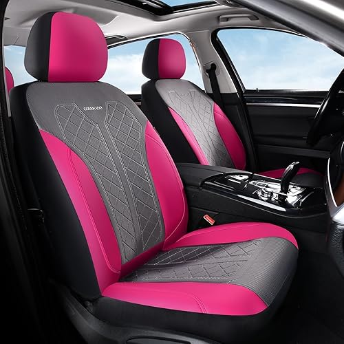 Miniatura 22 de Coverado Fundas de asiento delantero, fundas de asiento beige, 2 asientos, protectores de cuero para automóvil, paquete de 2, fundas de asiento