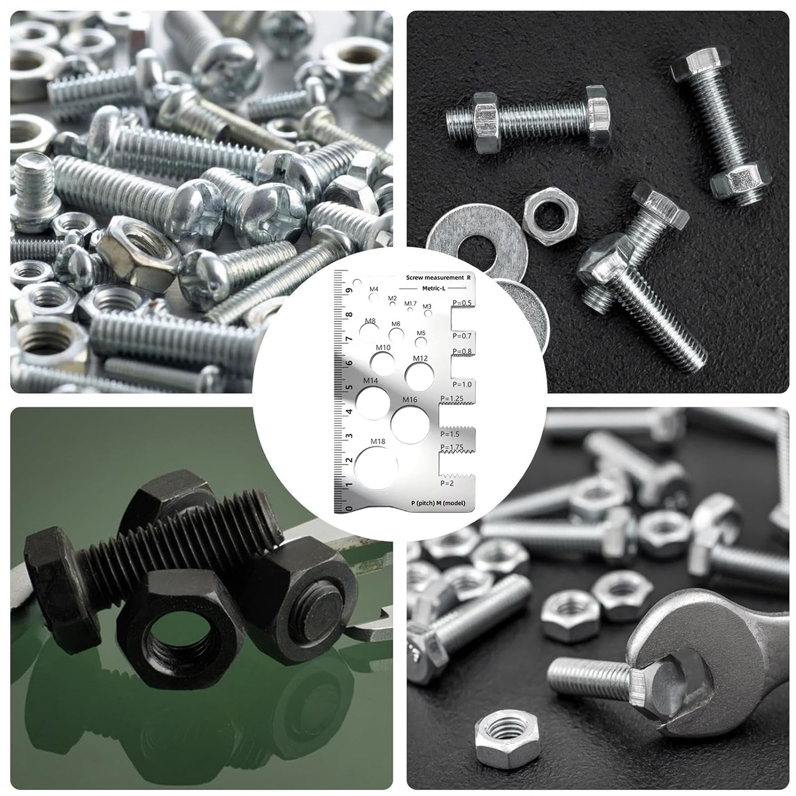 Jauge de Filetage | Règle de Mesure Précise pour Boulons,Règle de Filetage en Acier Inoxydable pour Garage, Industrie, Automobile, Bricolage, Menuiserie, Construction
