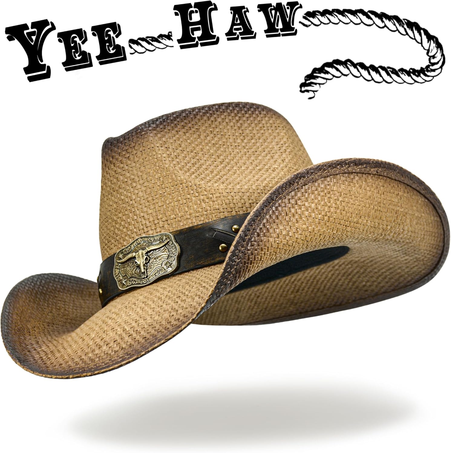 FLUFFY SENSE. Straw Cowboy Hat for Women and Men – Western Sun Hat for Country Concert, Rodeo and Cowgirl Outfits - Image 7