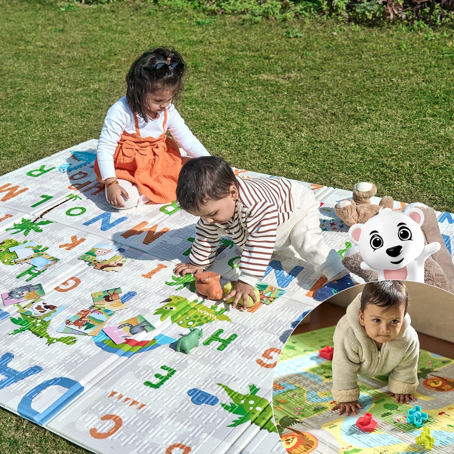 Lifelong Cuppy Extra Large Baby Play Mat | 8Mm Waterproof For Crawling & Playing | Travel Friendly | Easy Clean,Soft Indoor & Outdoor Usage Yoga & Kids Mat | Non Toxic With Bis Approved, Multicolor