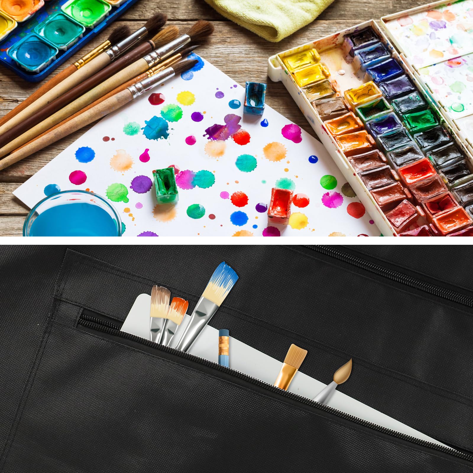 Borsa Portaoggetti da 54 x 66 cm per Tavolo da Disegno Con maniglia,Borsa per tavolo da disegno,Borsa Artistica Nera per Forniture per Artisti, Libri e Cartelle, Con Tracolla - Nero