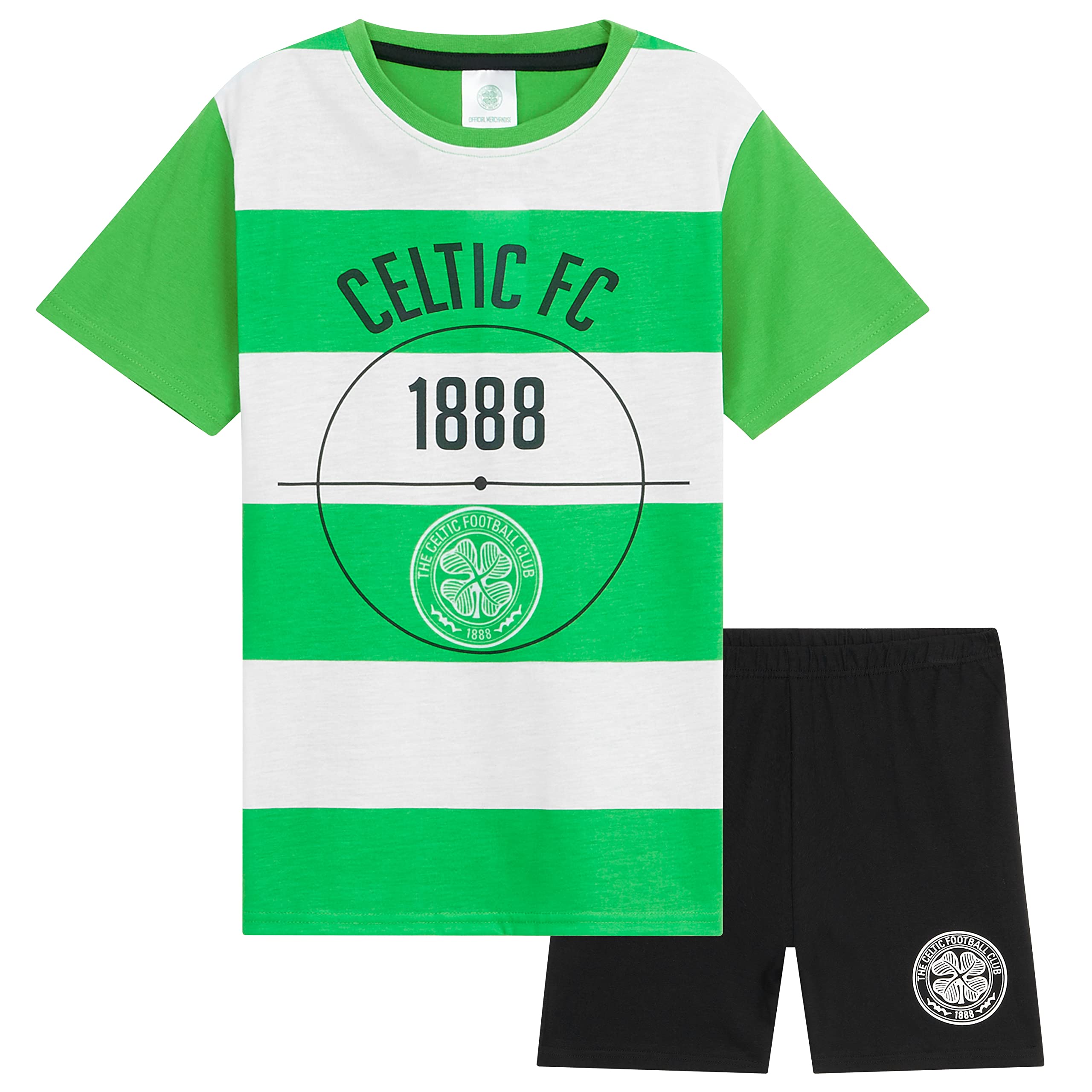 Get Trend Celtic F.C. Pyjamas for Boys Teens Short Football PJs Breathable Nightwear Loungewear Sleepwear Boys Gifts (5-6 Years, Green Celtic)