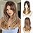Allbell Ombre Brown Wig with Curtain Bangs Medium Length Layered Bob Hair Wig for Women Heat Resistant Synthetic Wigs for Daily Use