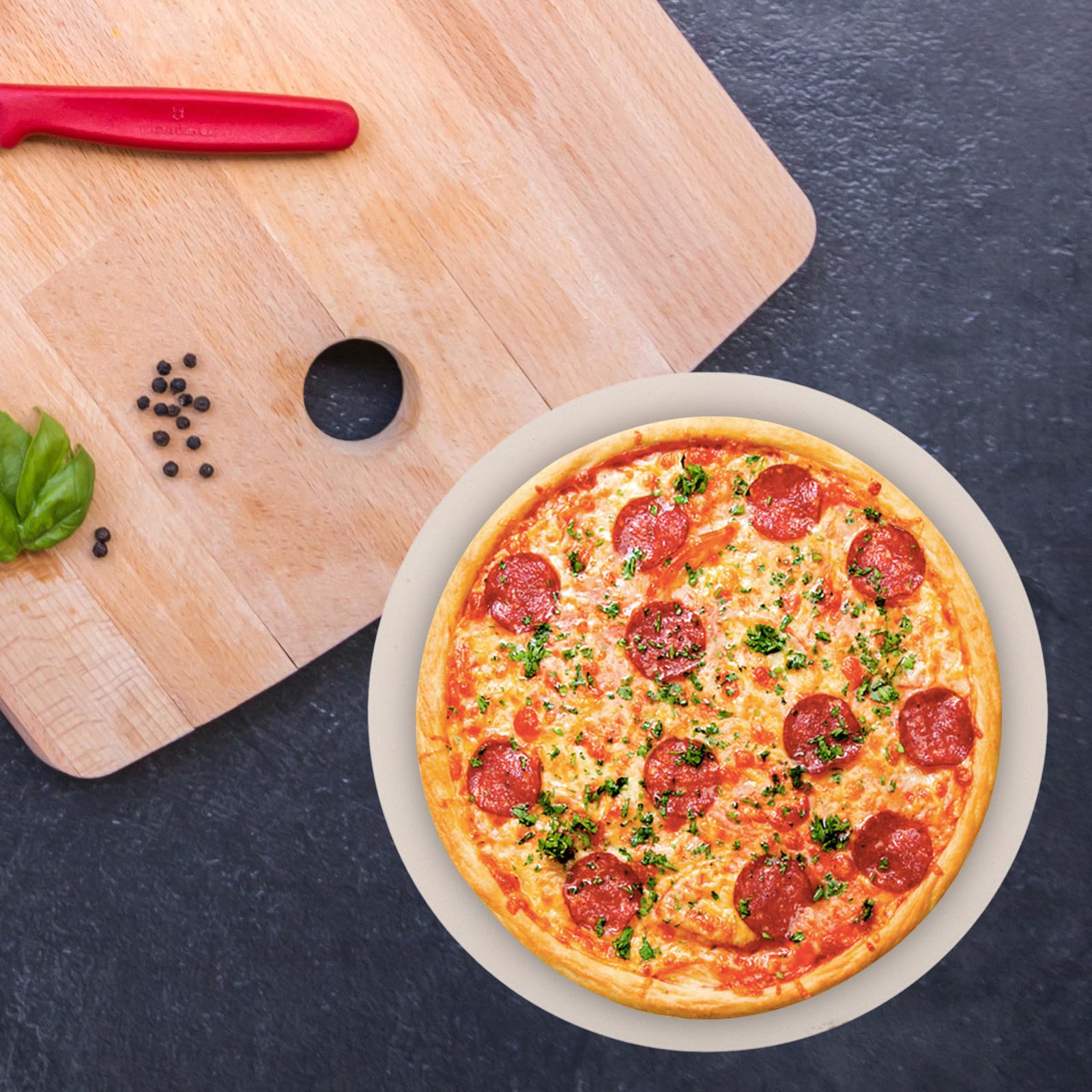 Piedra de Horno Redonda de Cordierita para Hornear Pizza y Pan | Apta para Cocina y Horno, Absorbe Humedad, Retiene Calor, Resultados Óptimos de Cocción