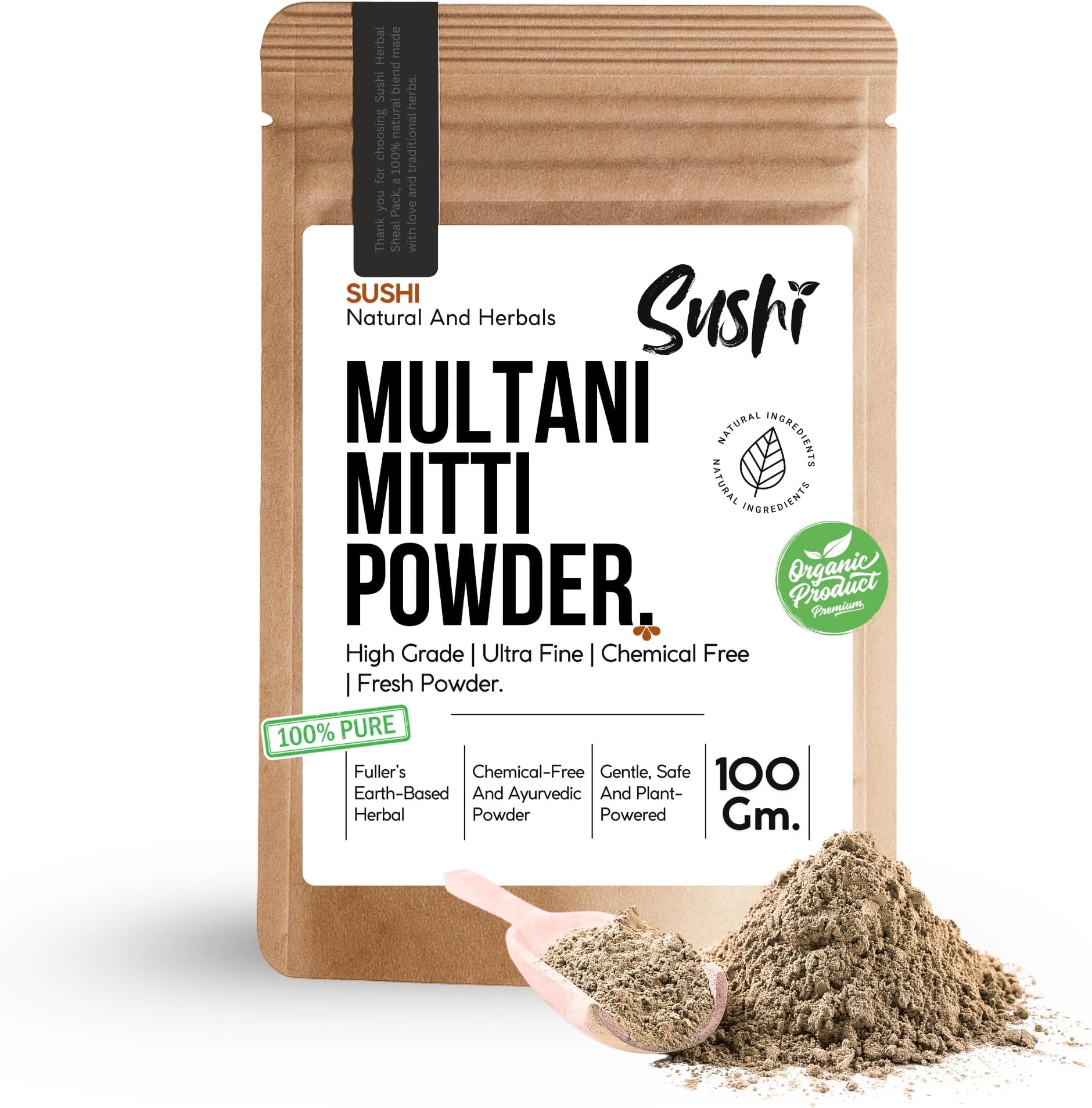 Sushi Multani Mitti Powder | 100% Pure & Organic | Natural Face Pack & Skin D...
