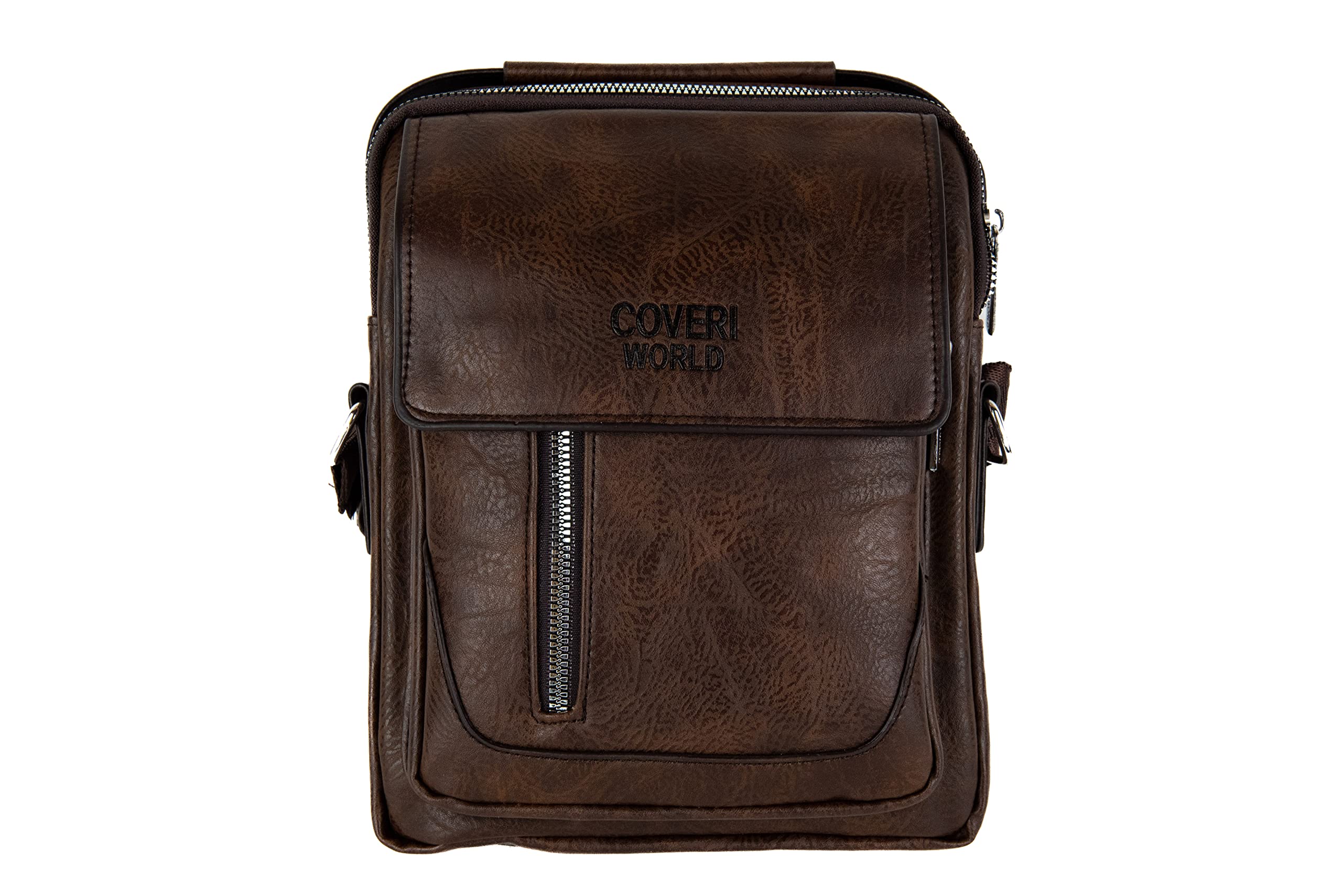 Borsello Uomo COVERI Ecopelle - Tracolla, 24x20x6cm, Nero, Perfetto Per Lavoro E Tempo Libero - Foto 13