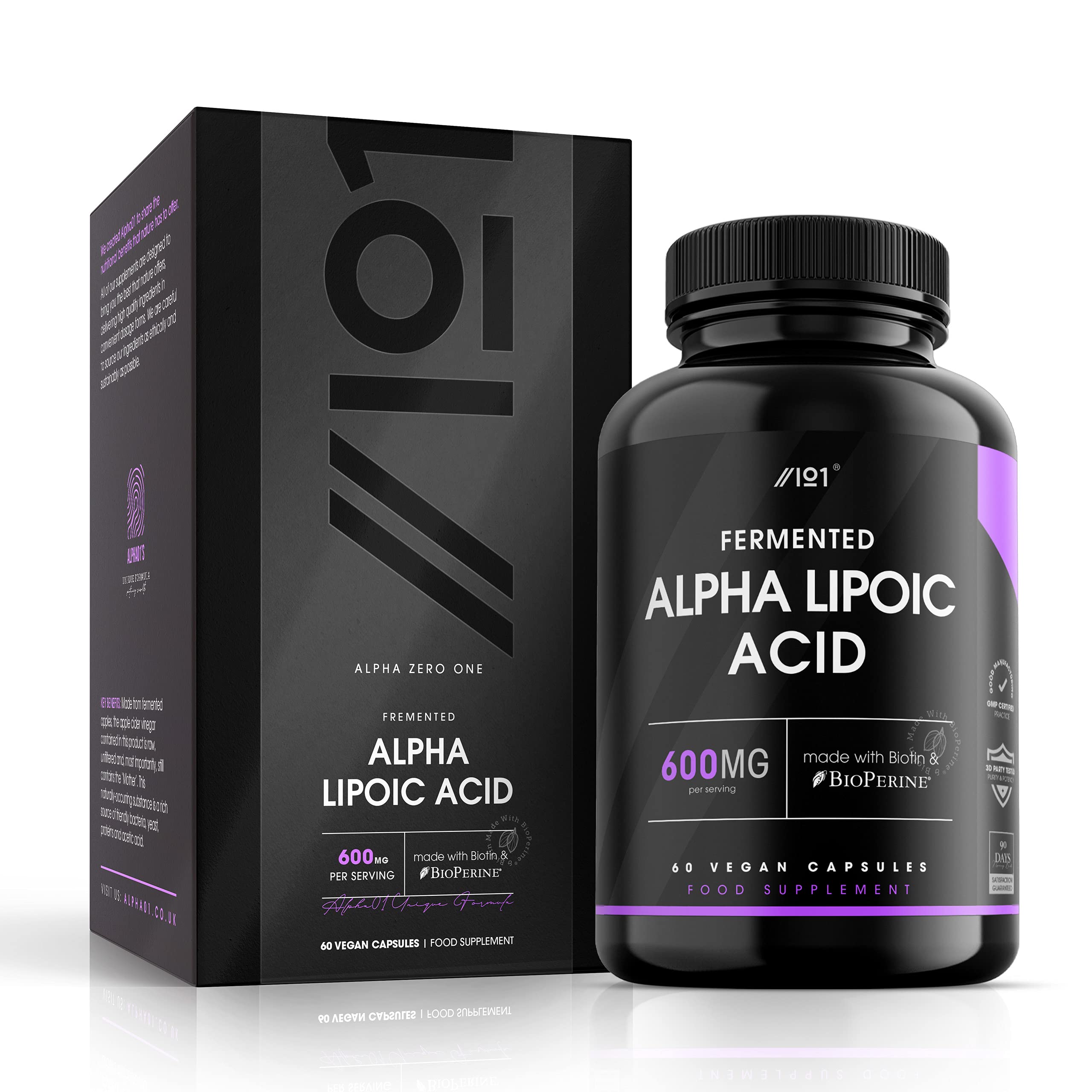 Alpha Lipoic Acid with BioPerine® & Biotin Capsules 600mg Potent