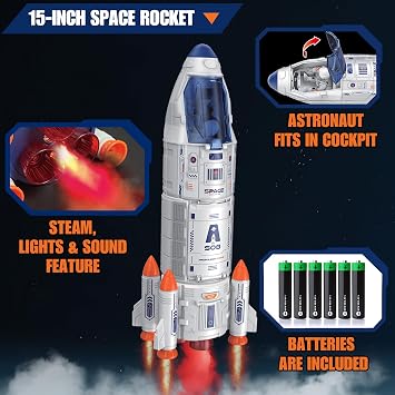 BLOONSY Rocket Ship Toys for Kids, Space Shuttle Toy with Astronaut Figures
