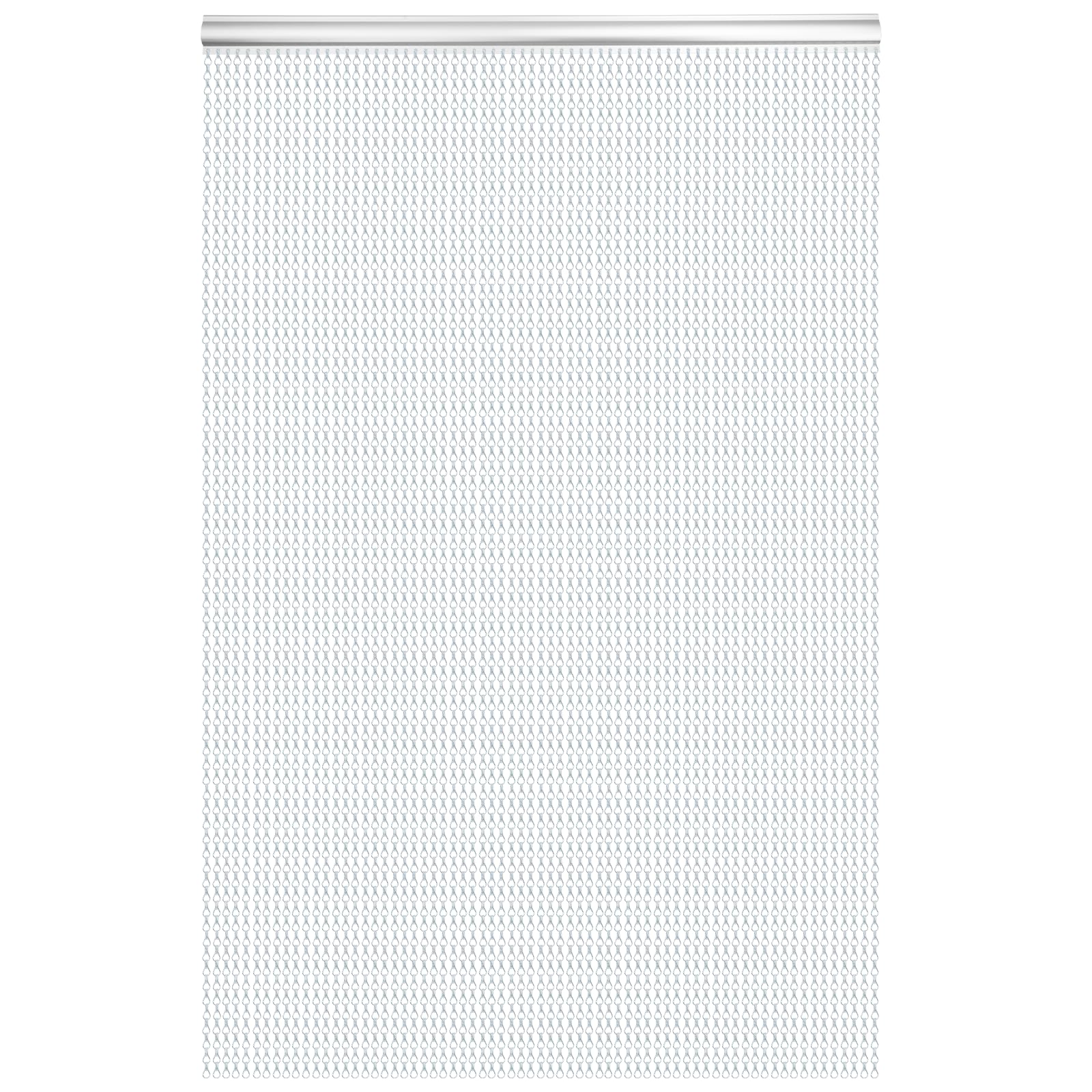 Rideau à chaînes en Aluminium, 100×210cm Écrans de Porte à Rideau de chaîne pour Décoration des Portes, Volant en Métal Stores Anti-Insectes Antiparasitaire (Argent)