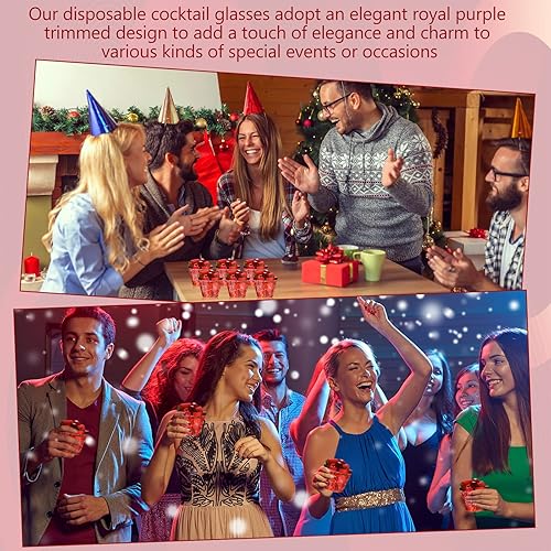 Miniatura 6 de Norme 50 vasos de plástico con borde de 9 onzas, vasos de plástico desechables resistentes, vasos de vino, copas de cóctel, vasos para boda,