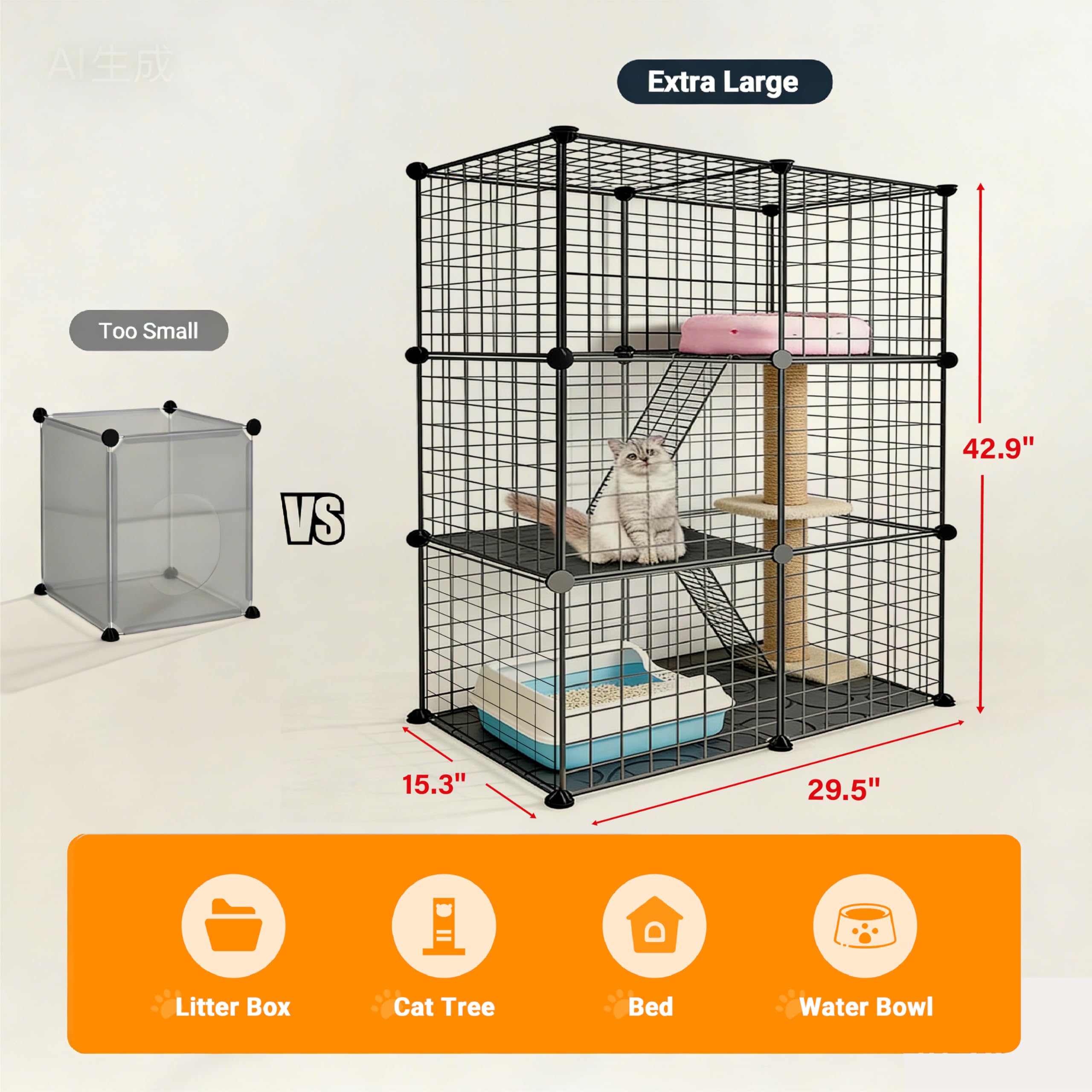 DIY Cat Playpen - Foldable Indoor Cat Enclosure -4