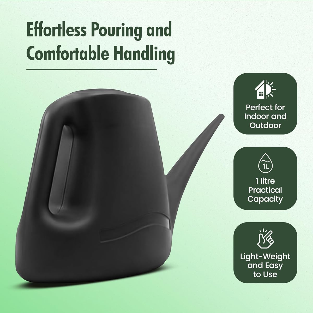 Watering Can 1L for Indoor & Outdoor Plants - Small Watering Jug with Long Spout for Precise Watering for Houseplants, Bonsai, Flowers & Greenhouses 1 L — view 3