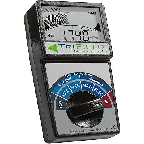 TRIFIELD Electric Field, Radio Frequency (RF) Field, Magnetic Field Strength Meter -EMF Meter Model TF2 - Detect 3 Types of Electromagnetic Radiation with 1 Device - Made in USA by AlphaLab, Inc.