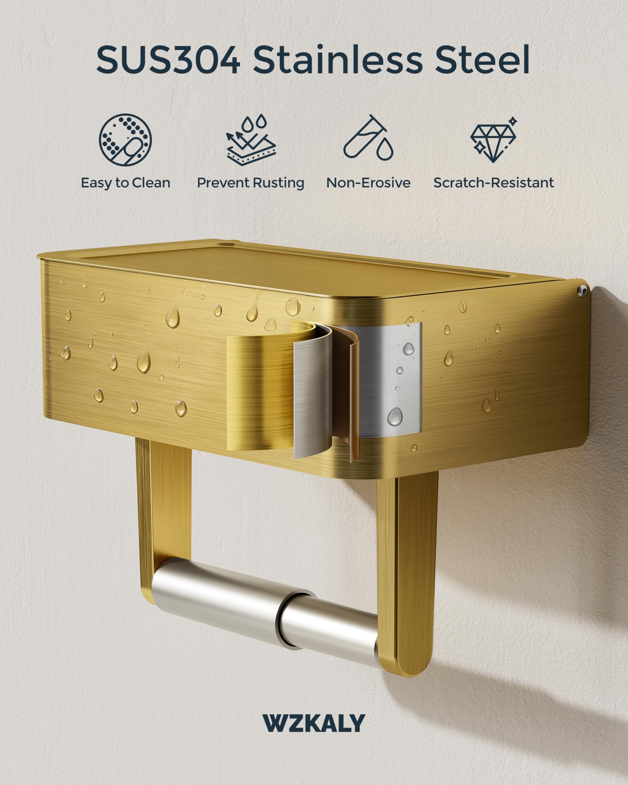 Soporte para Papel higiénico con Estante 697-G