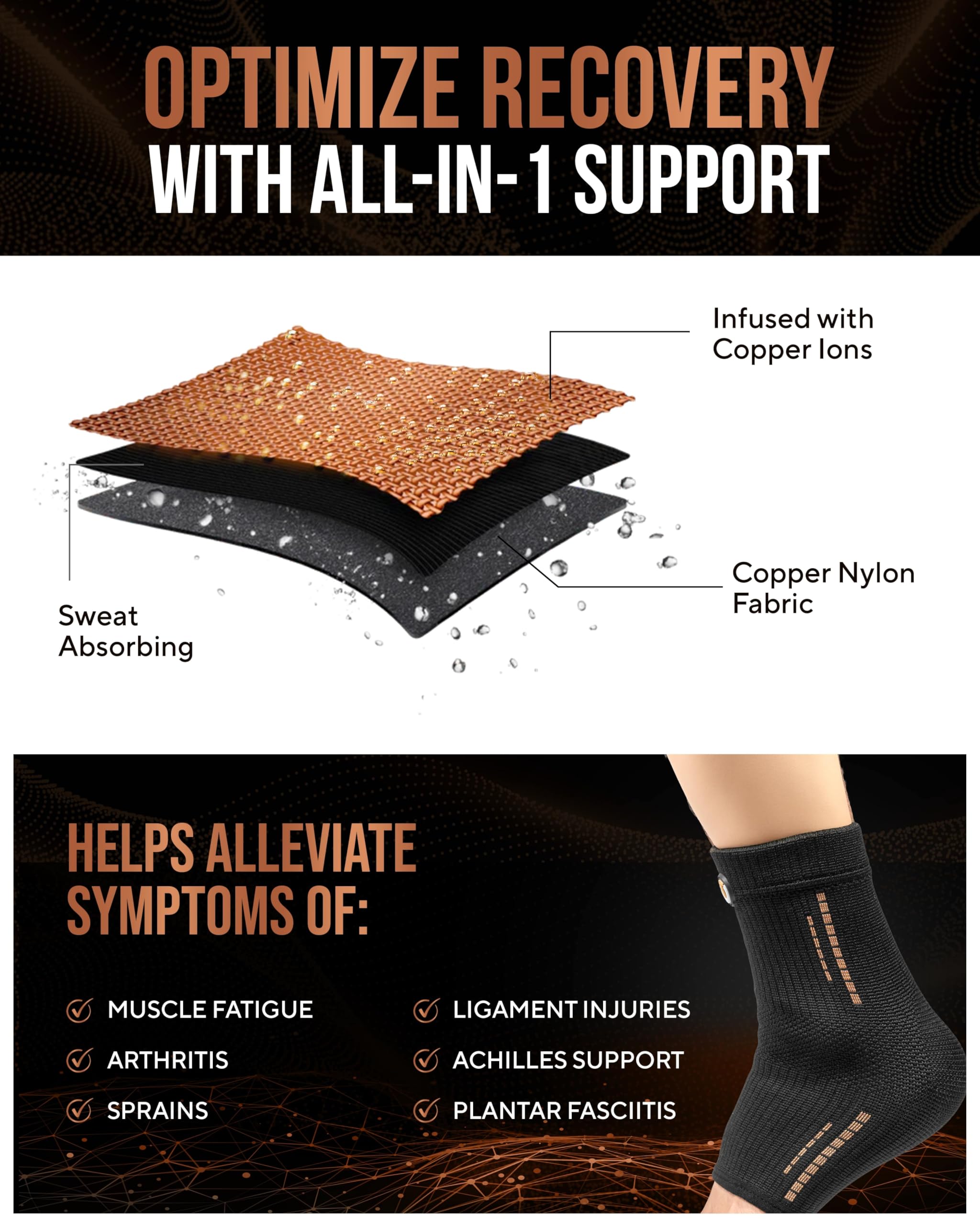 TheraCopper Copper Ankle Brace - 2 Pack -6