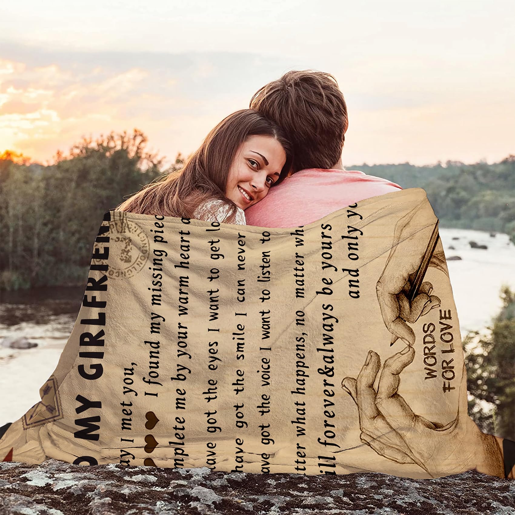 Prezenty dla dziewczyny dla mojej dziewczyny koc romantyczne prezenty dla niej 'I Love You' koce na urodziny rocznicę urocze prezenty od chłopaka miękkie koce na łóżko sofę 127 cm x 152 cm