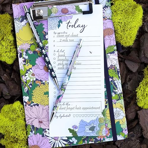 Miniatura 7 de Vera Bradley Juego de bolígrafo y lápiz de metal, bolígrafo de tinta negra, lápiz mecánico con punta de borrador, medallón bandana