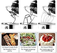 Vista 3 de Kitchen Stand Mixer, 6.5 Quart, 6 Speed Tilt-Head Kitchen Mixer, Electric Food Mixer with Dough Hook, Wire Whip, Beater, Black