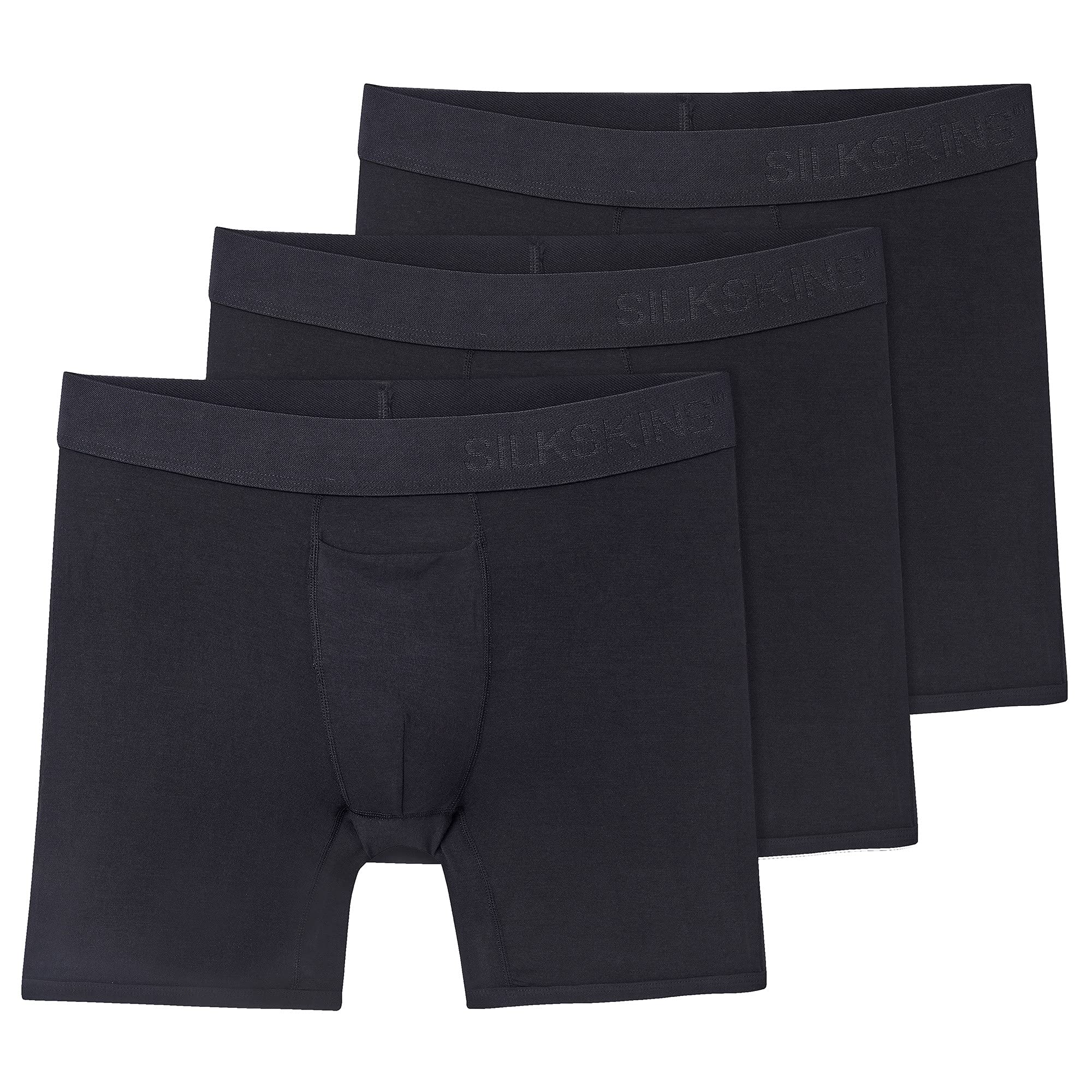 Terramar Men's Silkskins 3pk Boxer Briefs, Black, XL (Pack of 3)