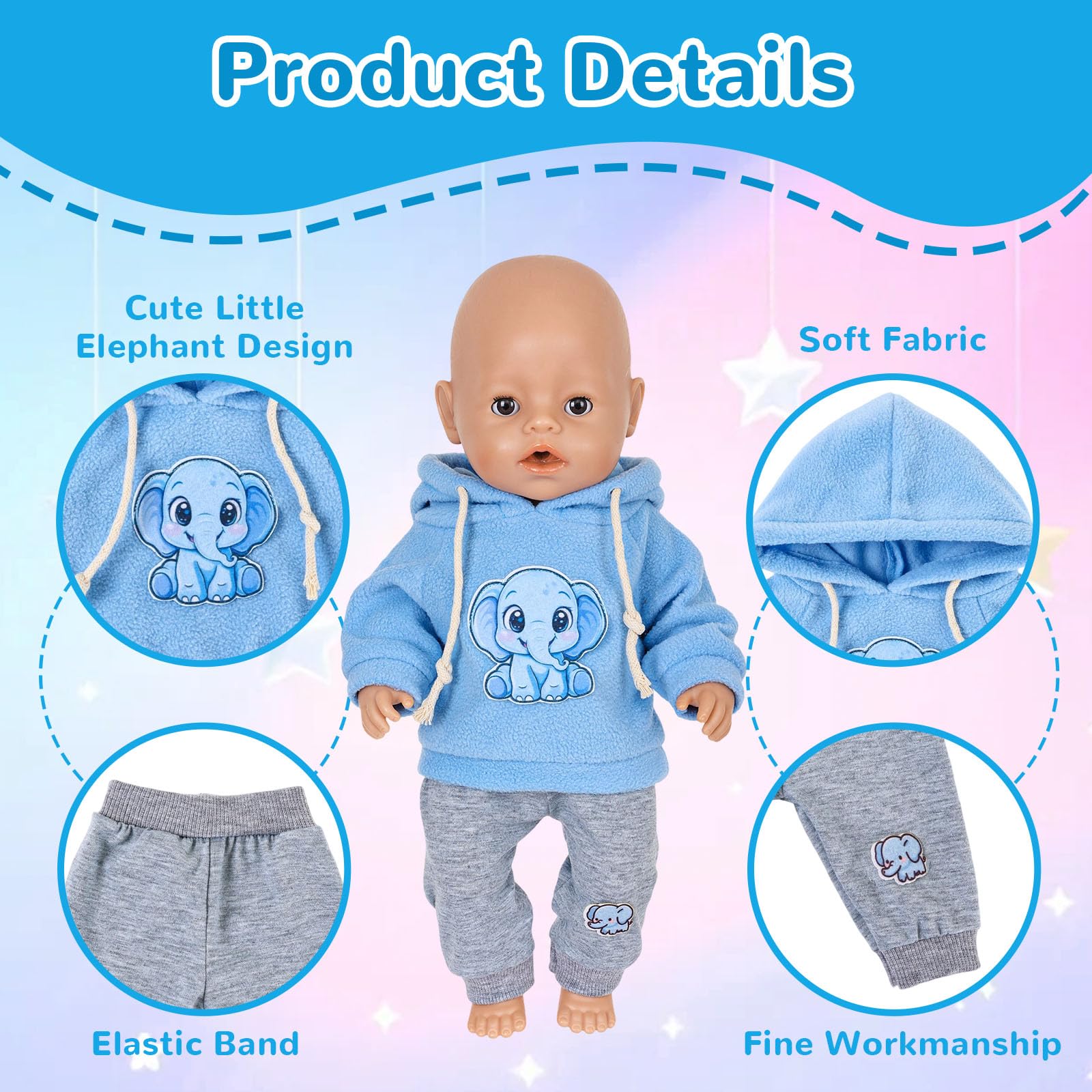4 Pcs Baby Doll Clothes for 35-45 cm Doll - Image 3
