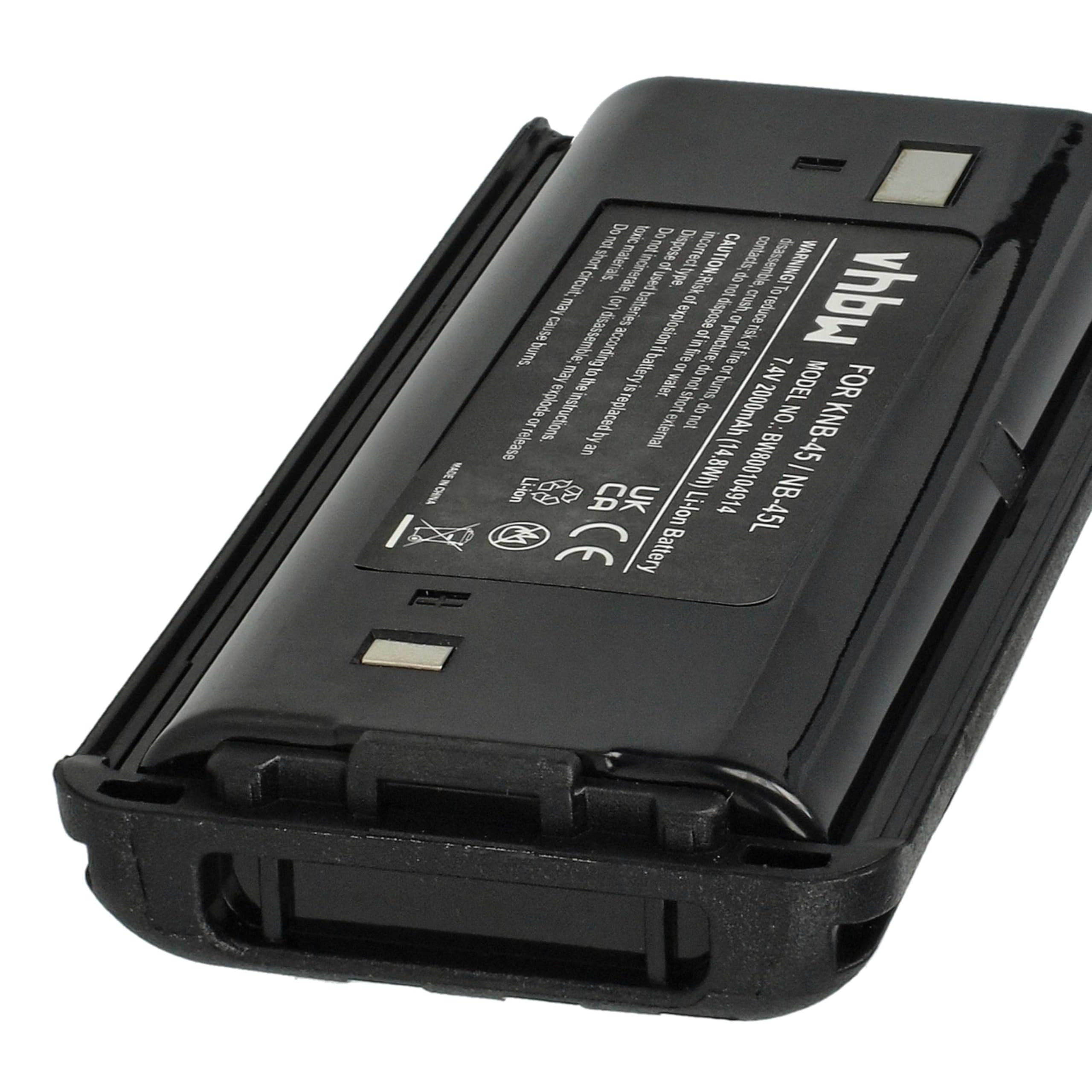 vhbw Bateria zamienna do Kenwood KNB-45, KNB-45L, KNB-45Li do krótkofalówki, Walkie Talkie (2000 mAh, 7,4 V, litowo-jonowa)