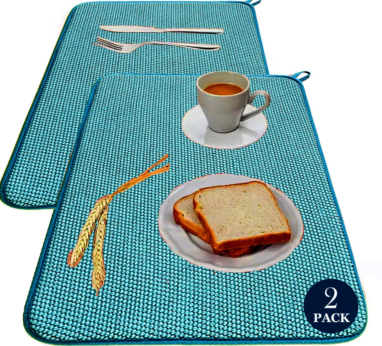 LIBRNTY 2 Stück abtropfmatte,Spülbecken-Trockenmatte,38cm*50cm Geschirr-Abtropfmatte,Mikrofaser Schutz für Küche und Spüle,Trockenmatte als Abtropf Unterlage für Küche und Spüle,2025 aktualisierter