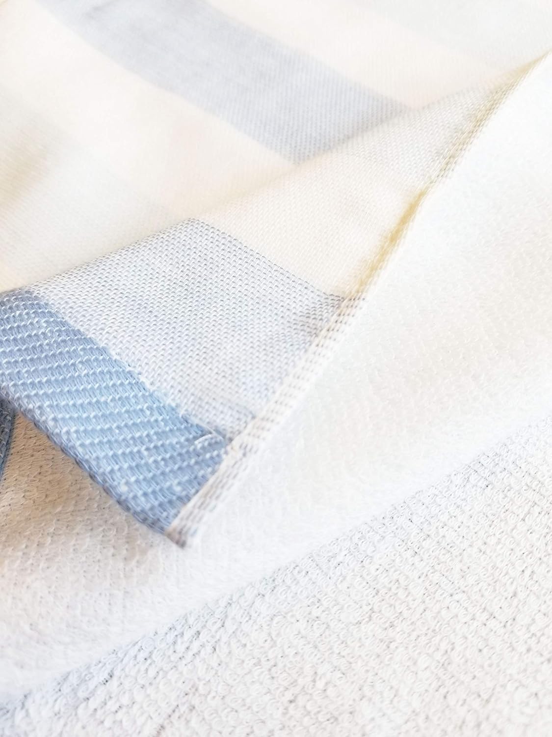 IPPINKA Senshu Japanese Towel, Ultra Soft, Quick-Drying, Two-Tone Stripes, Blue (Bath Towel)