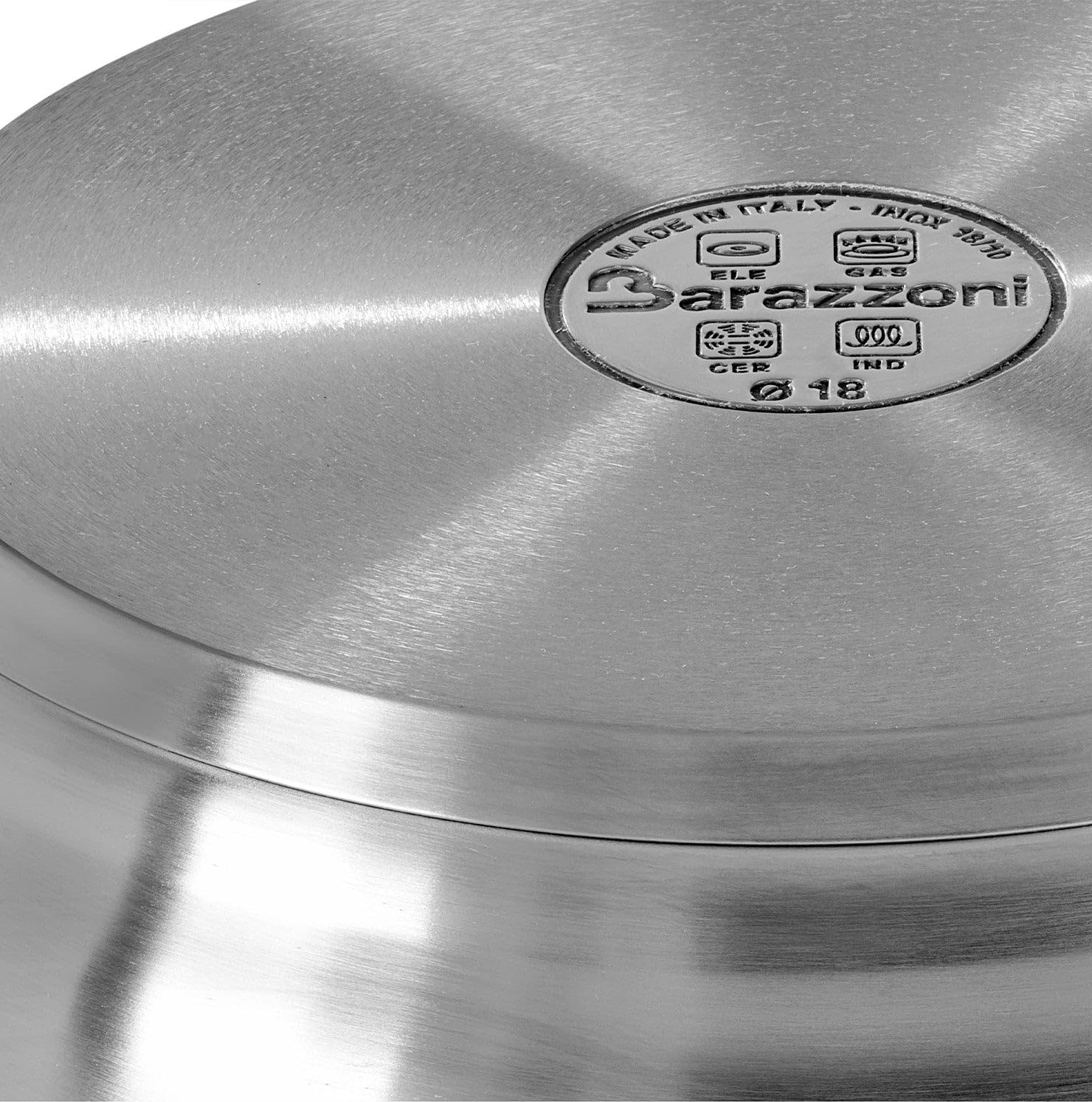 Barazzoni Padella Inox Pro, Acciaio Inox 18/10 di alta qualità, Compatibile con piani a induzione,ideale per le lunghe cotture, per friggere o per pietanze in umido - 24 cm