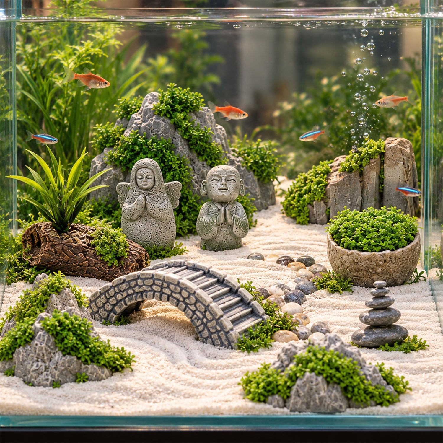 28 Pcs Zen Garden Accessories Miniature Rockery & Japanese Statues Decor