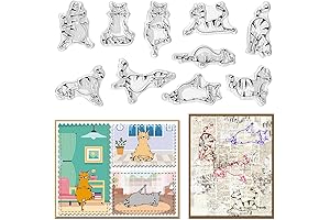 10 Pcs Yoga Cat Clear Stamps