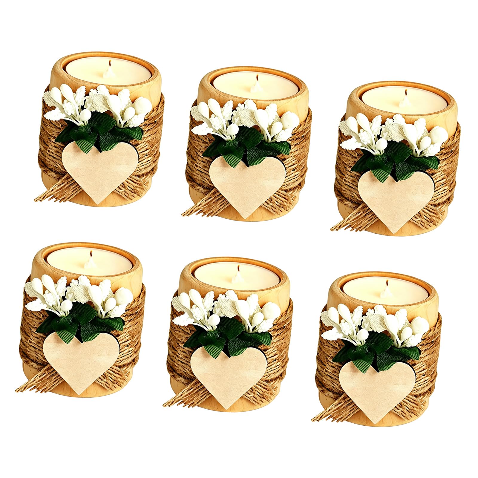 Mekalero Handcrafted Holders Cylinder Tealight Stand with Dry Flower Wood Texture for Bedroom and Living Room Decorating Wooden Tea Light Owner