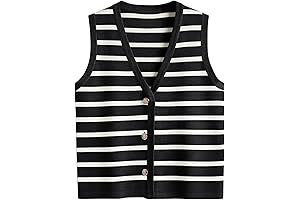 Striped Sleeveless Button-Up Vest Top